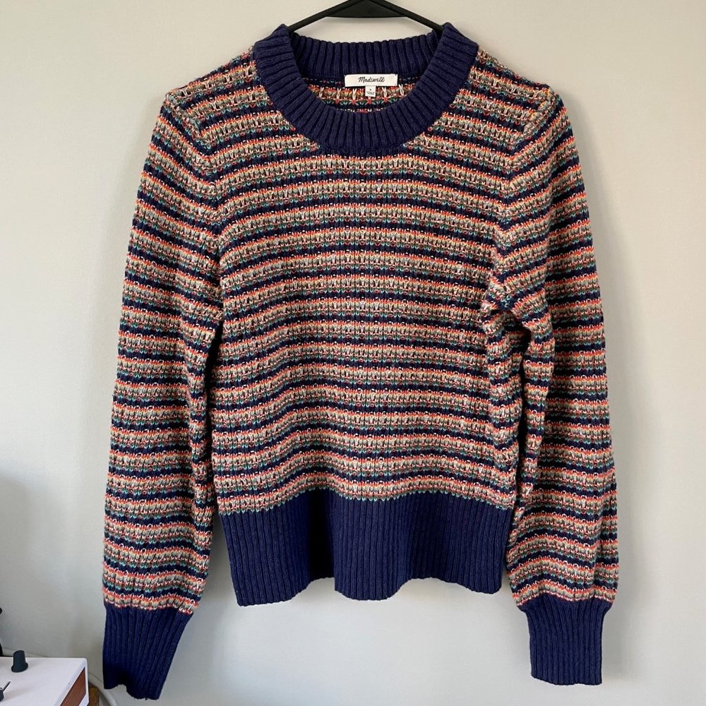 Madewell Striped Tensley Pullover Sweater in Cotton Merino Yarn